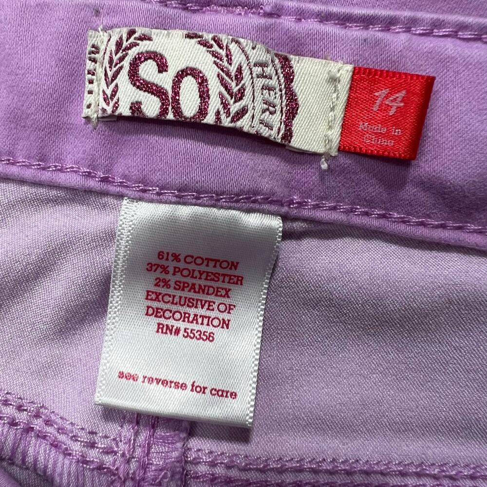 SO Girls Skinny Jeans Purple Lace Accent Size 14 - Picture 6 of 7